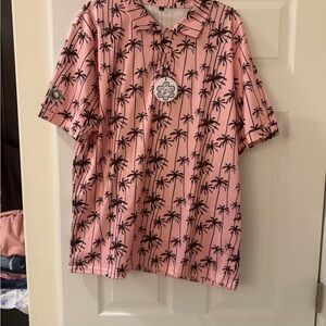 NWT TAINO Pink Palm Print Polo Shirt